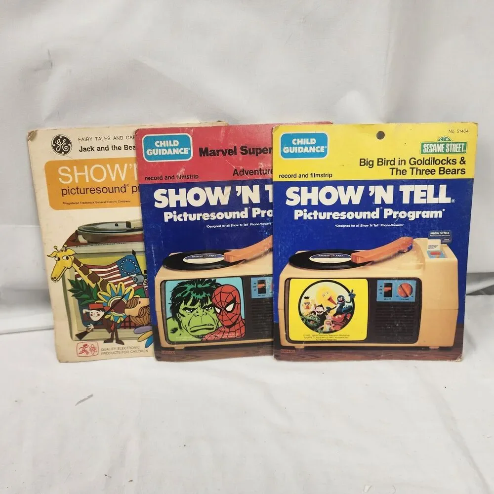 3 Vintage Show N Tell Records GE & Child Guidance Picturesound Program Story Lot